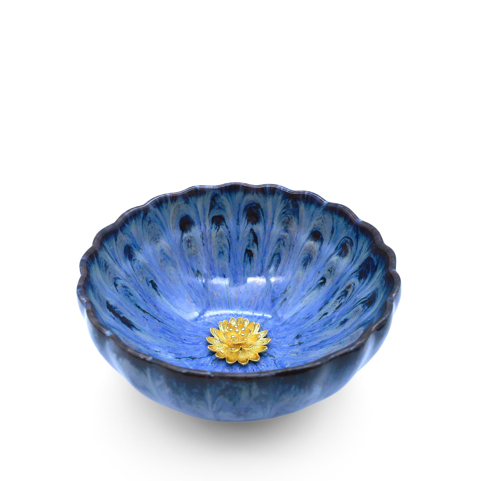 Azure Peacock-Gold Lotus Jianzhan