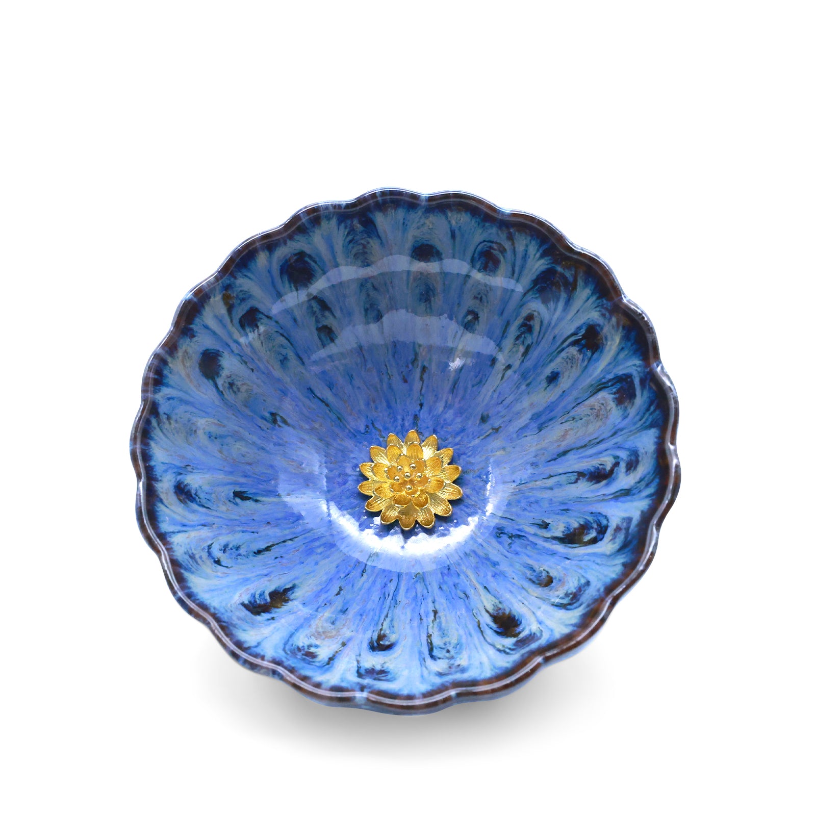 Azure Peacock-Gold Lotus Jianzhan